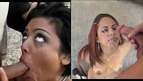 Pretty girl gets messy facial after sucking cock