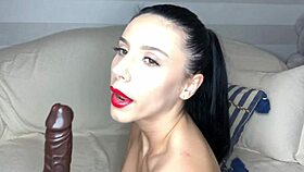 Nelly Kent's Red Lips Suck Big Dildo