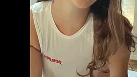 Sexy girl engages in detailed masturbation, touching her pussy and building intense pleasure