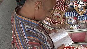 Curvy dark haired asian girl with natural tits loves big cock