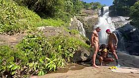We fucked the hot black girl at the waterfall