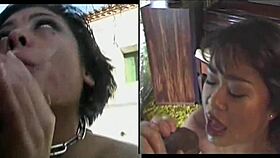 Pretty girl gets messy facial after sucking cock