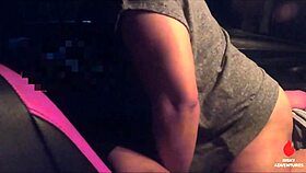 The woman leaves the party to engage in intimate activities in the vehicle.