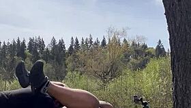 Sexy chubby BBW Remi TAKING bbc on top of a giant rock in nature.