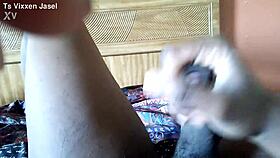 ts vixxen jasel cums hard in sexy trans encounter