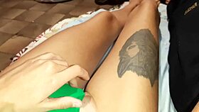 lesbian threesome on the bed with moaning and masturbation leading to intense orgasms