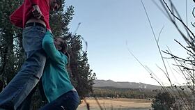 slut gives outdoor blowjob deepthroat