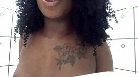 Ebony Teen Cums Hard In Shower!