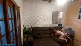 Neighbor catches me recording, joins in for latina teen fucking and squirting