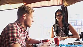 nerdy eurobabe with glasses gets pounded hard on the bed, wow! 😜