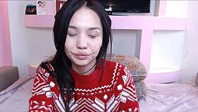 Amazing Asian Cam-Girl Sucking Hard on Webcam Blowjob