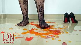 Sweet Jeles Destroying With High Heels Shoes On The Floor Full Video