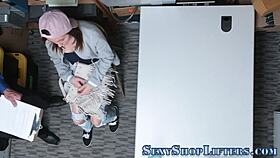 Shoplifter caught giving handjob and getting facial in the shop 😏