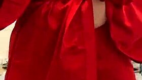 brunette in red lingerie playing with herself 😍