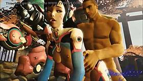 best of d va in double scenes, showing off her ass