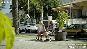 Voluptuous Blonde Mary Monroe Licks Rich Guy's Piercing in Public Anal