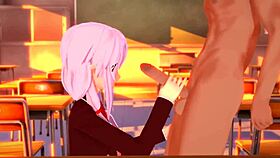 in guilty crown, teen inori yuzuriha appears in 3d hentai animation.