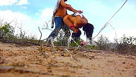 Mexican lovers have sex in the desert