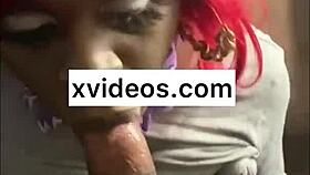 Slutty Ebony Tranny Gives Sloppy Deepthroat To BBC