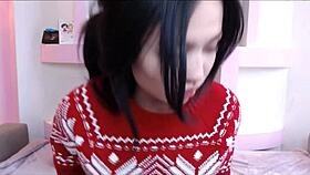 Amazing Asian Cam-Girl Sucking Hard on Webcam Blowjob