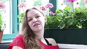 Matilda plays with her shaved pussy using toys close up