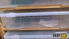 Debt4k debtor offers rough sex with blowjob and tits to boss for financial talk