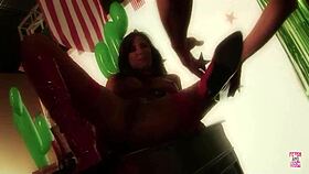 A couple of american girls show some good fucking time to two british guys