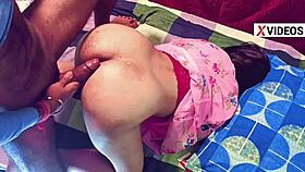 this slim desi girl got bent over for a hard doggystyle session. ended with a deep creampie.