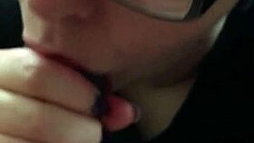 close up lipstick blowjob