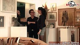 German Mature Big-Titted Business MILF Enjoys Wild MMF Threesome in Office. Her Curves Drive Everyone Crazy!