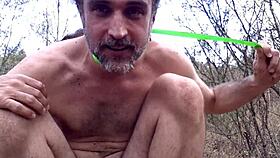 Gay sissy bitch fucks big cock mistress in public forest.