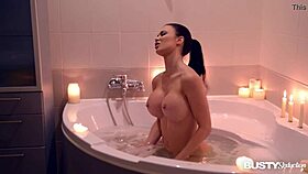 Busty Goddess Jasmine Jae Teases While Masturbating in Bath Tub