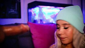 Blonde Gives Boyfriend Footjob Cute!