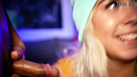 Blonde Gives Boyfriend Footjob Cute!