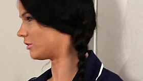 Feisty centerfold swallows every drop of sperm on her face!