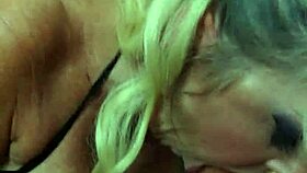 blonde milf plays with dildo toys