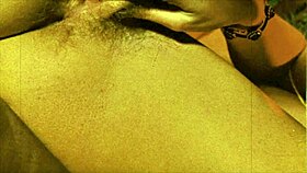 Vintage bisexual women engage in a lesbian threesome with hairy bodies and antique vibes.