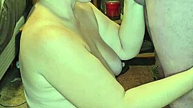 Cumshot dripping on her pregnant milf tits feels so intense