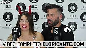 Elo podcast passes ice over sara blonde's breasts