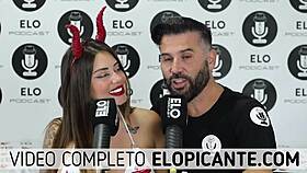 Elo podcast passes ice over sara blonde's breasts