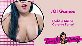 She guides you to cum on her big tits and ass in JOI game.