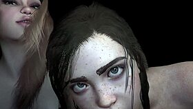 Two Sexy Girls Deepthroat Cock In Double Blowjob! 3D Porn Action