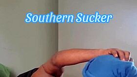 Southern ass licking and deep throat with cum in mouth and ball licking.