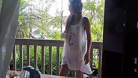 Biscuit Pussy Flashing and Masturbating on Hotel Balcony!