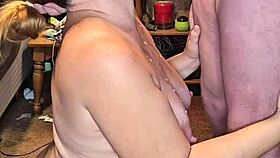 Cumshot dripping on her pregnant milf tits feels so intense