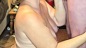 Cumshot dripping on her pregnant milf tits feels so intense