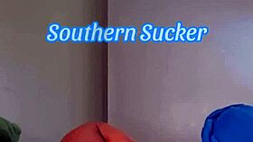 Southern ass licking and deep throat with cum in mouth and ball licking.