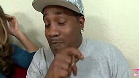 Black babe in stockings gets smashed