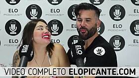 Elo podcast passes ice over sara blonde's breasts