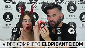 Elo podcast passes ice over sara blonde's breasts